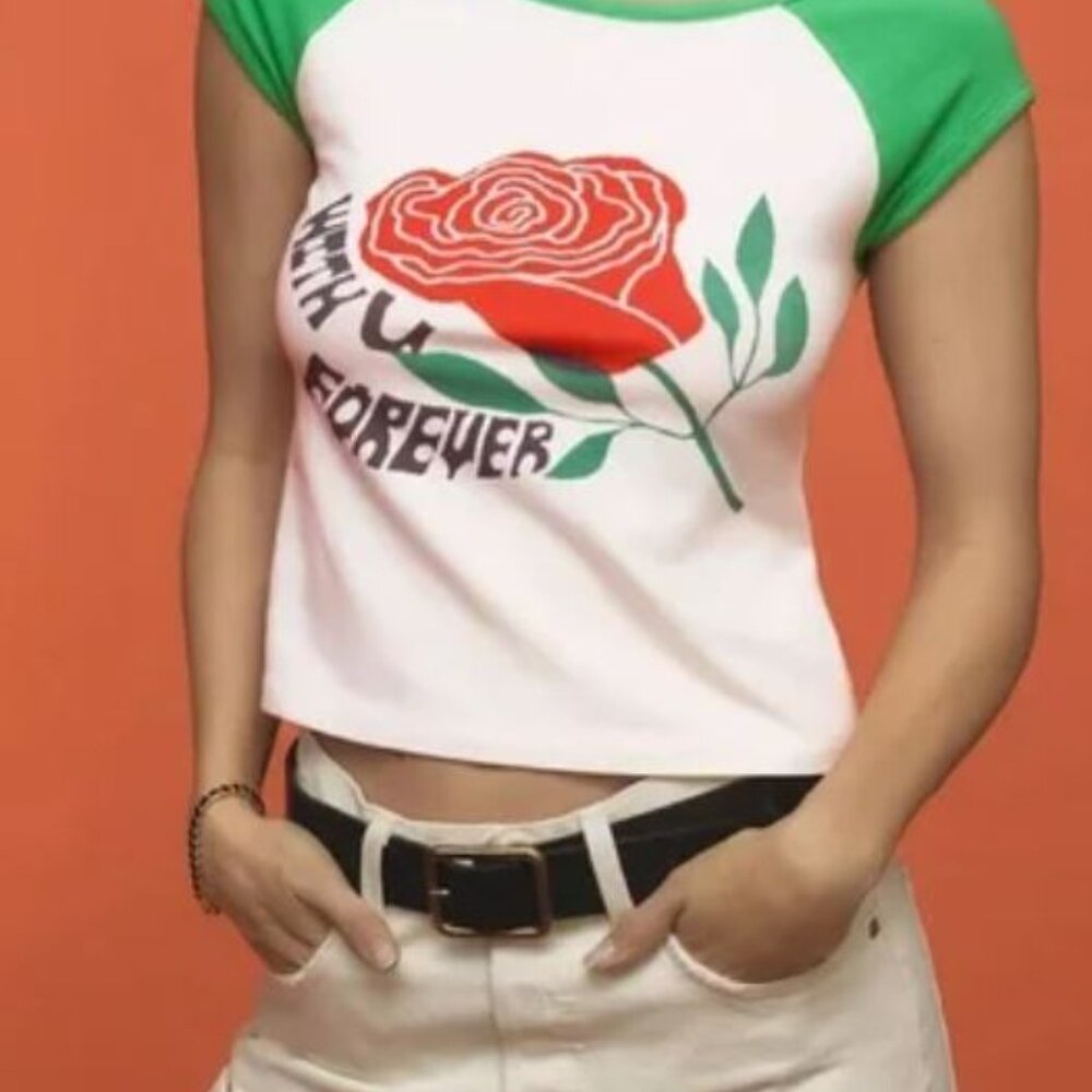 Anthropologie Graphic Tee Size XS Top Green White Red